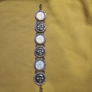 Vintage signed Kirk's Folly Moon Lovers Bracelet Silver Tone